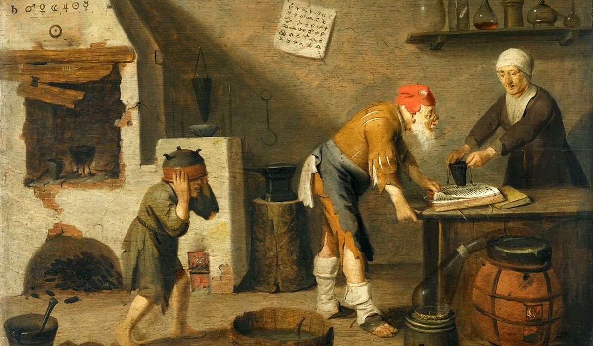 Dutch painting of an alchemist by Pieter Symonsz Potter