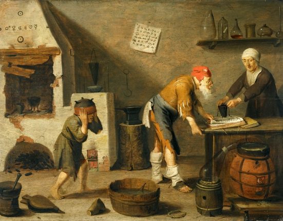 Dutch painting of an alchemist by Pieter Symonsz Potter